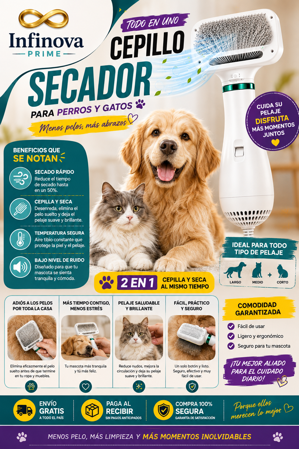 Cepillo secador para mascotas™