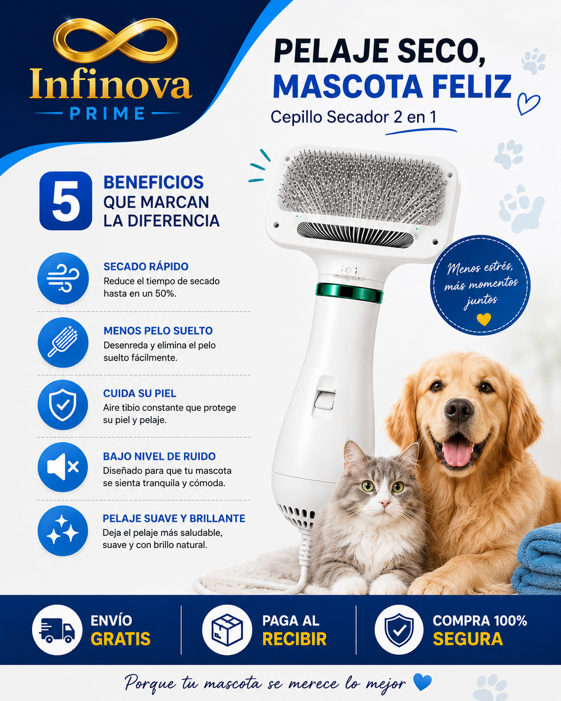 Cepillo secador para mascotas™