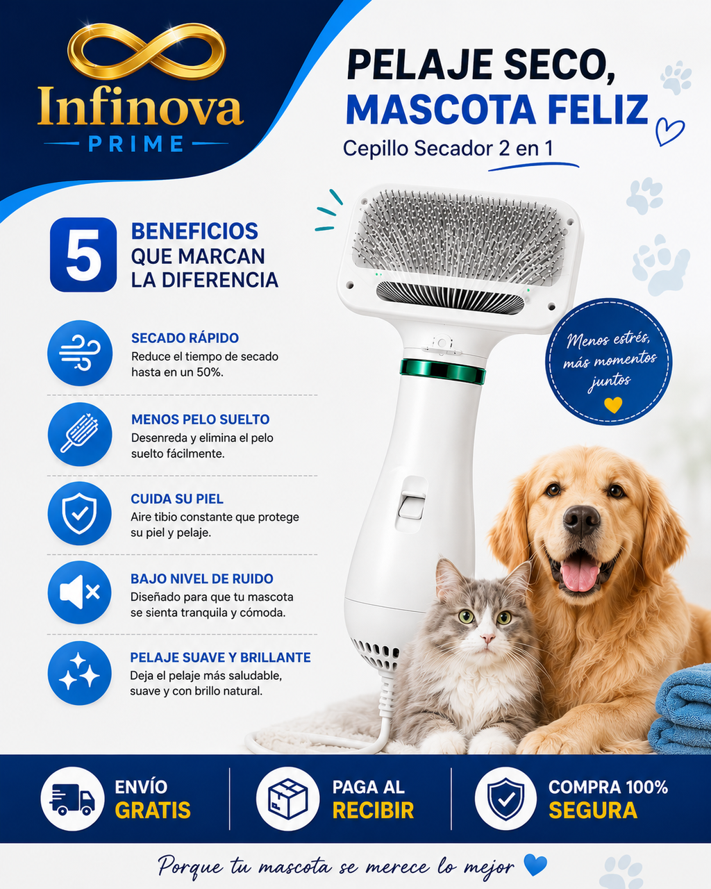 Cepillo secador para mascotas™